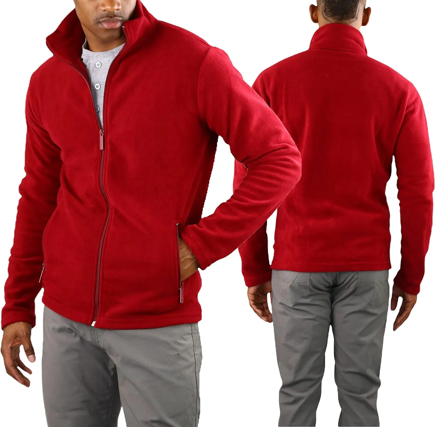 ToBeInStyle Men's Zip Up Long Sleeve High Collar Polar Fleece Jacket