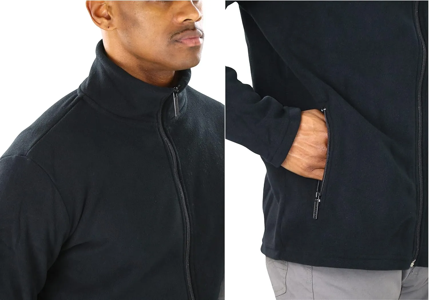 ToBeInStyle Men's Zip Up Long Sleeve High Collar Polar Fleece Jacket