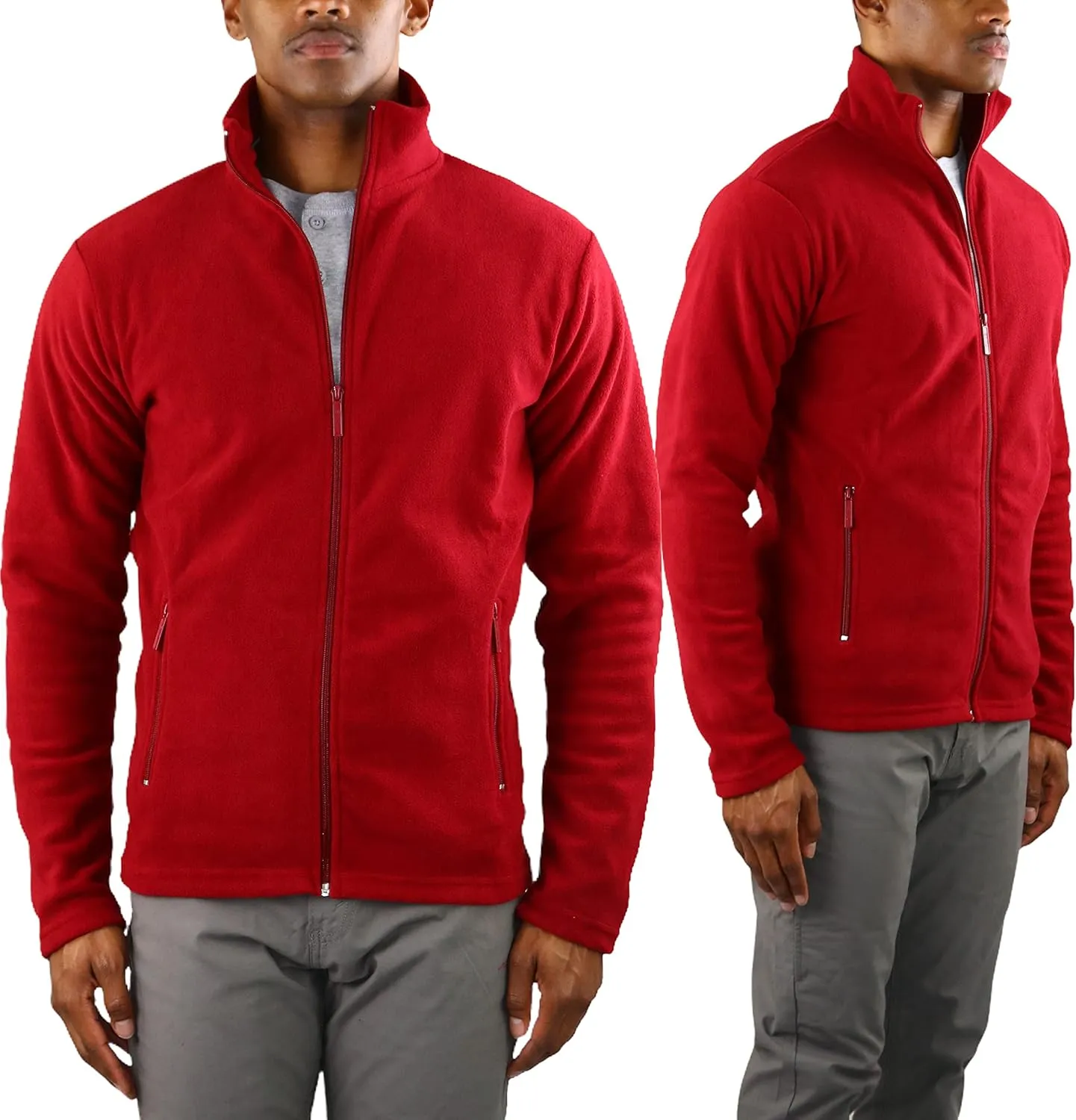 ToBeInStyle Men's Zip Up Long Sleeve High Collar Polar Fleece Jacket