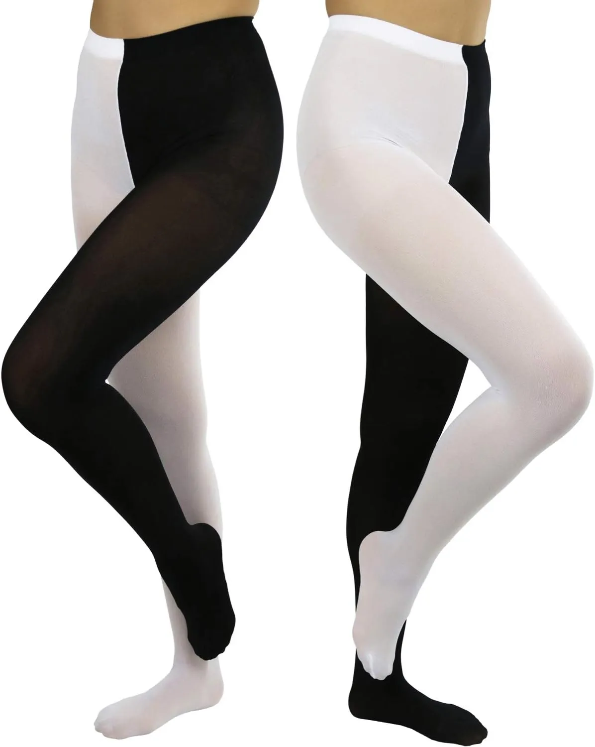 ToBeInStyle Womens Two Toned Vibrant Jester Contrast Opaque Multicolored Tights