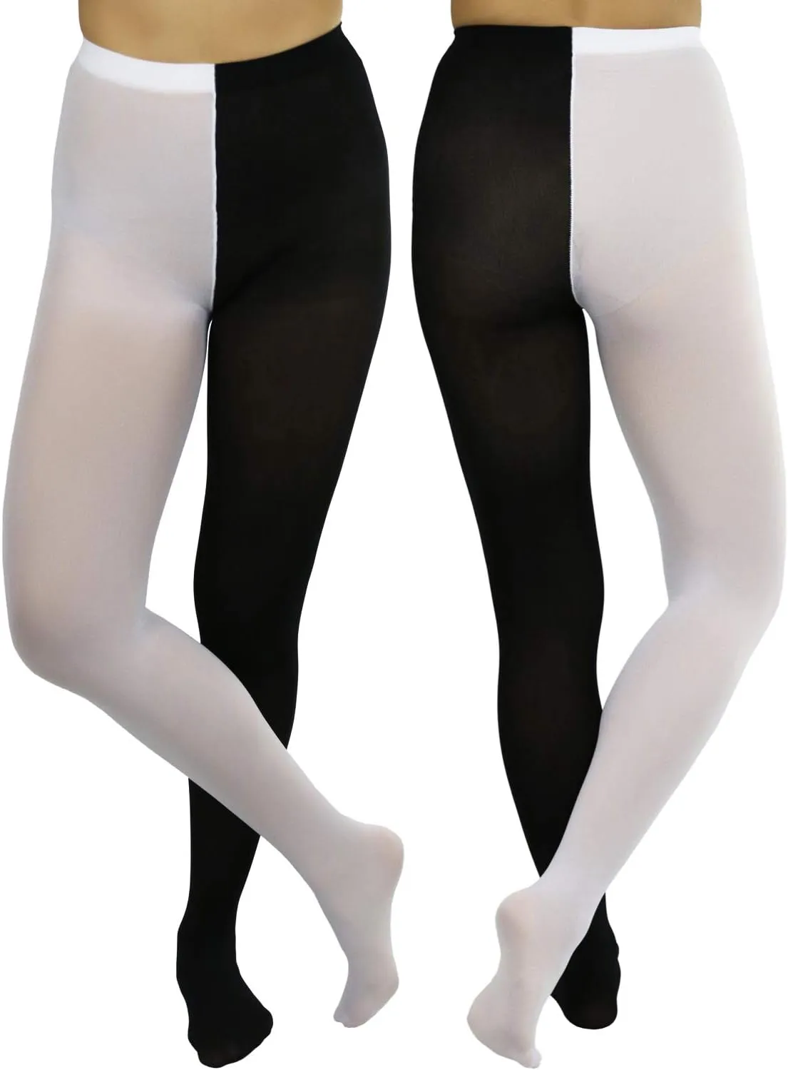 ToBeInStyle Womens Two Toned Vibrant Jester Contrast Opaque Multicolored Tights