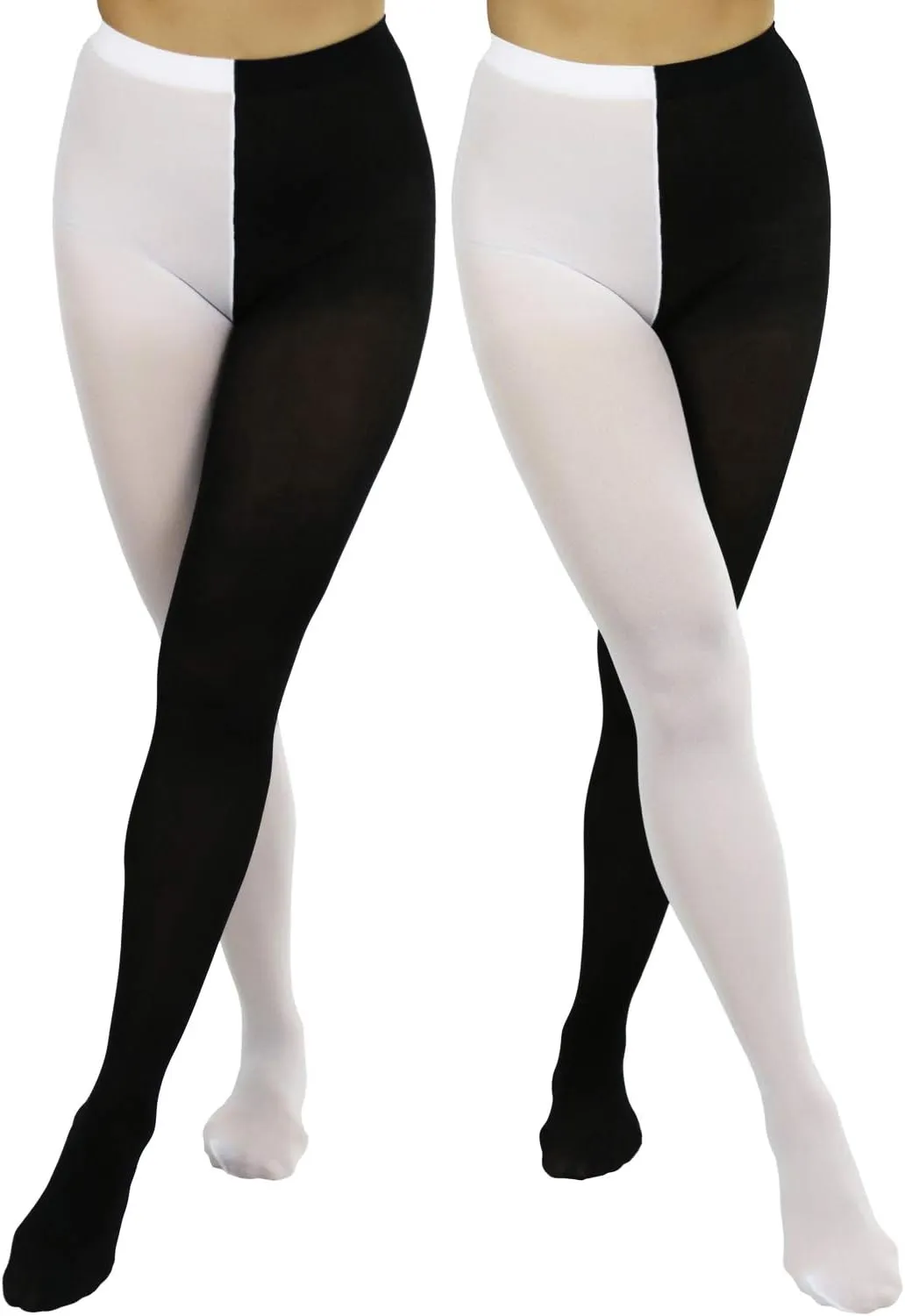 ToBeInStyle Womens Two Toned Vibrant Jester Contrast Opaque Multicolored Tights