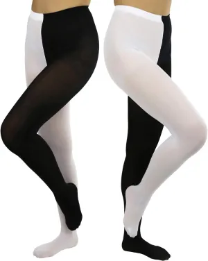 ToBeInStyle Womens Two Toned Vibrant Jester Contrast Opaque Multicolored Tights