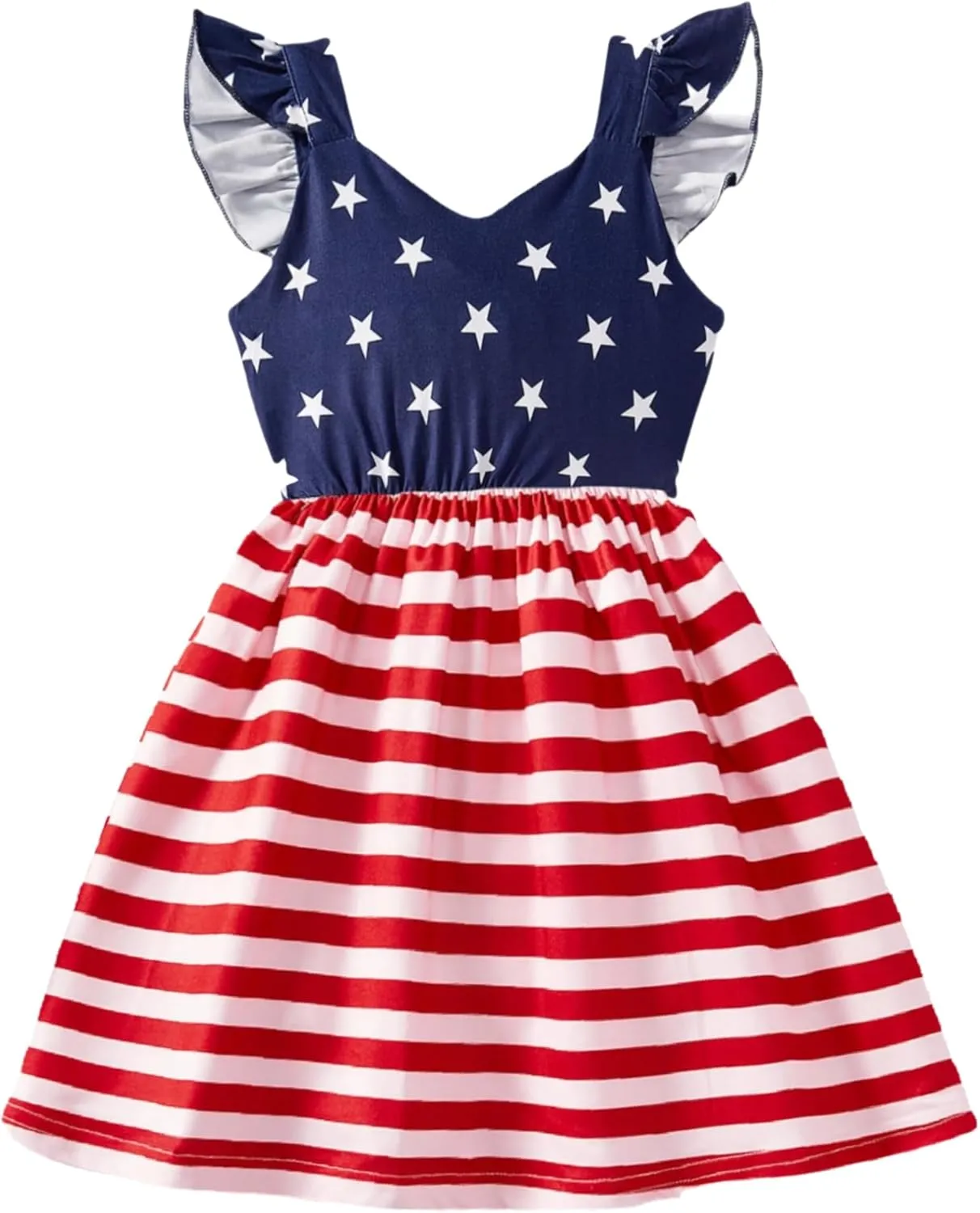 Toddler Girl Summer Dresses Kids Flutter Sleeve Casual Dress Vibrant Color Sundress 2-7 Years