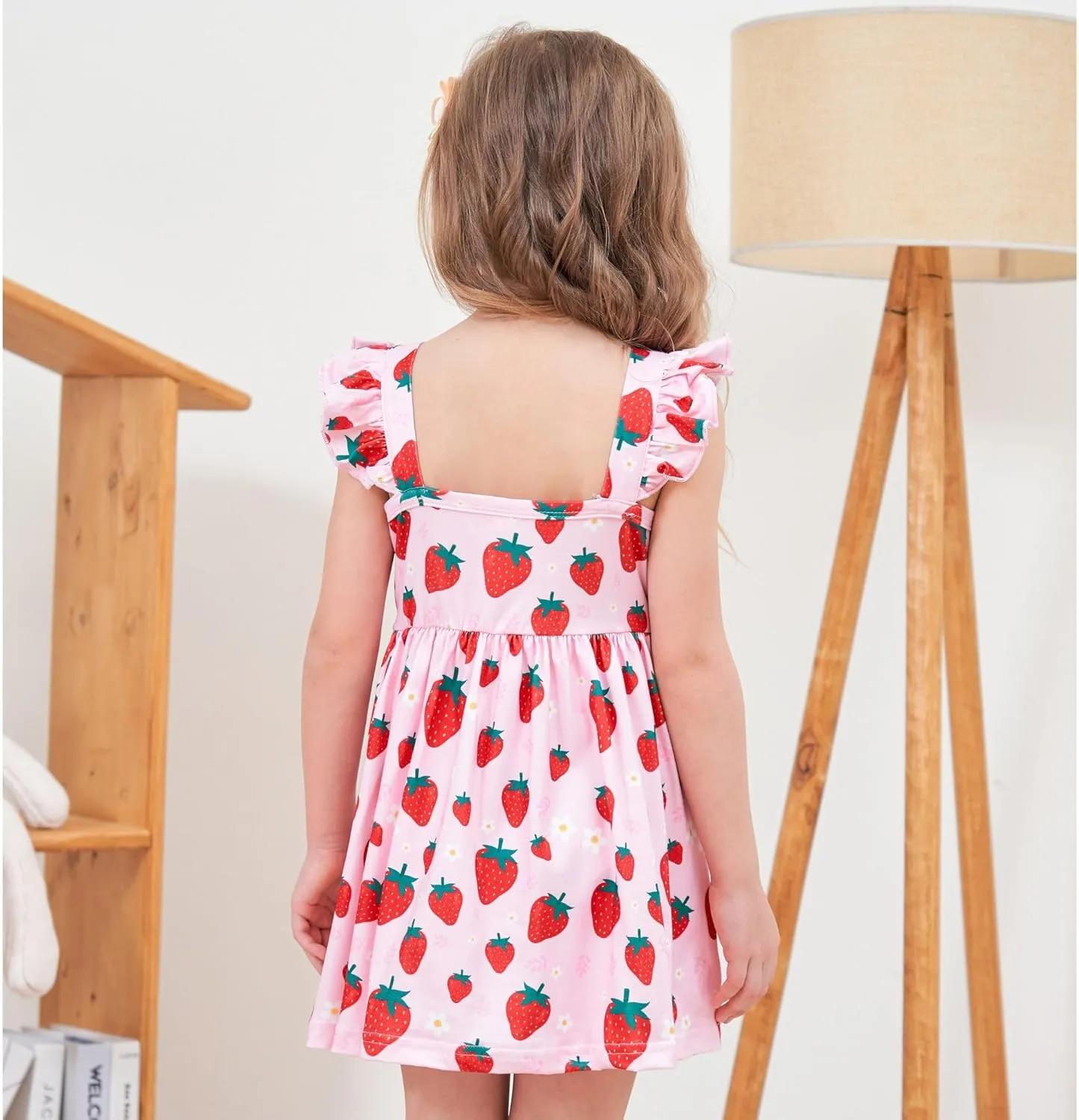 Toddler Girl Summer Dresses Kids Flutter Sleeve Casual Dress Vibrant Color Sundress 2-7 Years