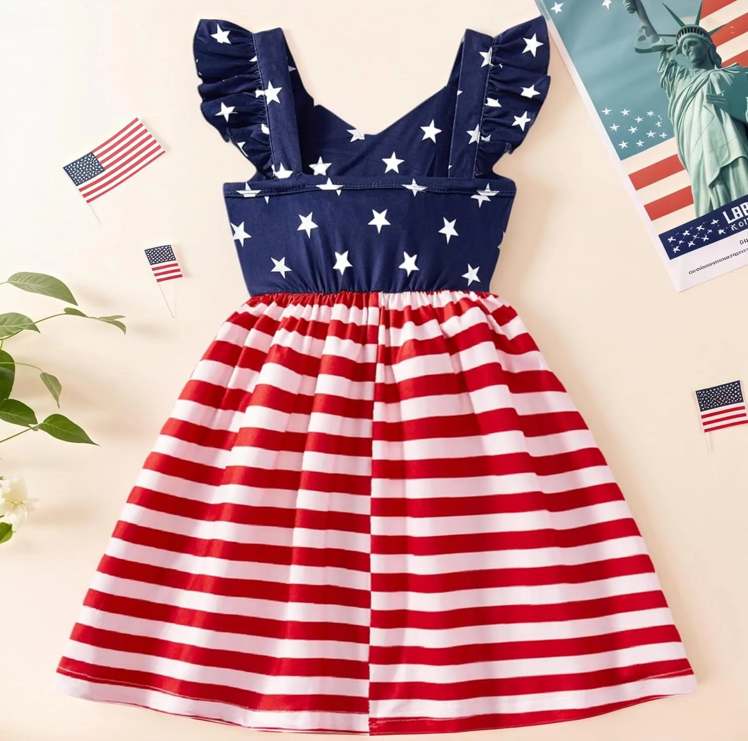 Toddler Girl Summer Dresses Kids Flutter Sleeve Casual Dress Vibrant Color Sundress 2-7 Years