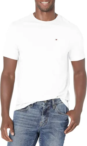 Tommy Hilfiger mens Tommy Hilfiger Men's Short Sleeve Crewneck With Pocket T Shirt, Cotton White, 3X-Large Big US