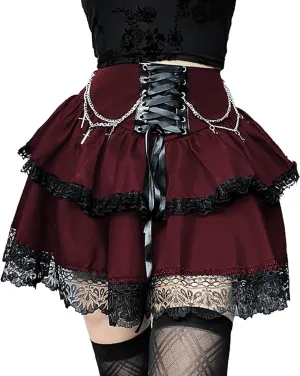 TSMNZMU Womens Gothic Mini Skirts High Waist Punk Grunge Pleated Skirts Harajuku Lolita Skirt Mall Goth Emo Skirt