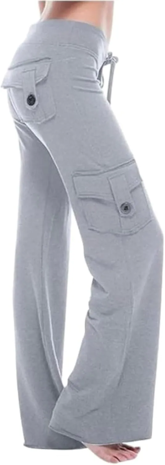 TUNUSKAT Cargo Pants Women Baggy High Waist Yoga Sweatpants Wide Leg Hiking Pants Y2k Combat Military Trousers Relaxed Jogger