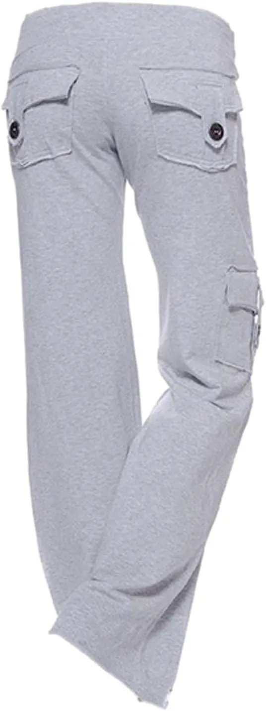 TUNUSKAT Cargo Pants Women Baggy High Waist Yoga Sweatpants Wide Leg Hiking Pants Y2k Combat Military Trousers Relaxed Jogger