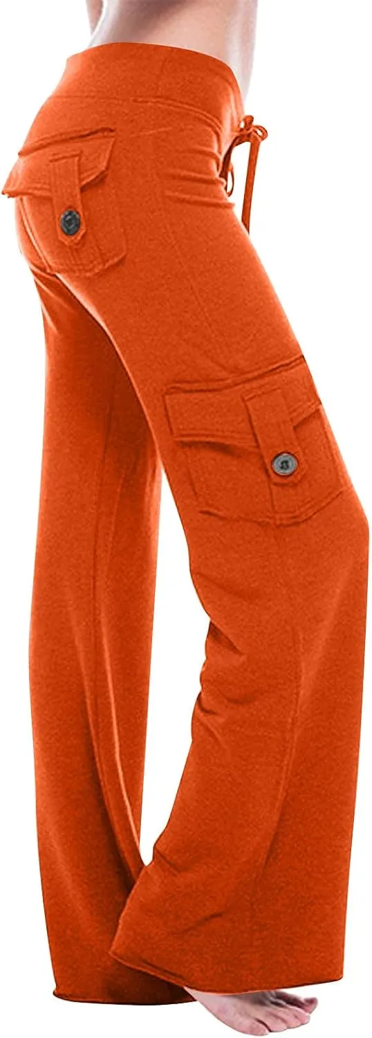 TUNUSKAT Cargo Pants Women Baggy High Waist Yoga Sweatpants Wide Leg Hiking Pants Y2k Combat Military Trousers Relaxed Jogger