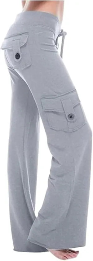 TUNUSKAT Cargo Pants Women Baggy High Waist Yoga Sweatpants Wide Leg Hiking Pants Y2k Combat Military Trousers Relaxed Jogger