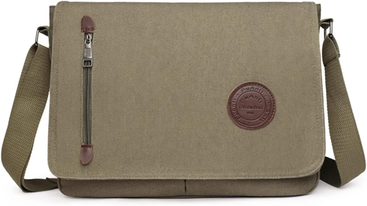 Unisex Canvas Flap Messenger Bag Practical Work Travel Sling Shoulder Bag(Brown)