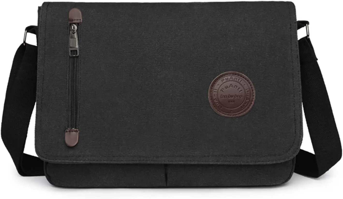 Unisex Canvas Flap Messenger Bag Practical Work Travel Sling Shoulder Bag(Brown)
