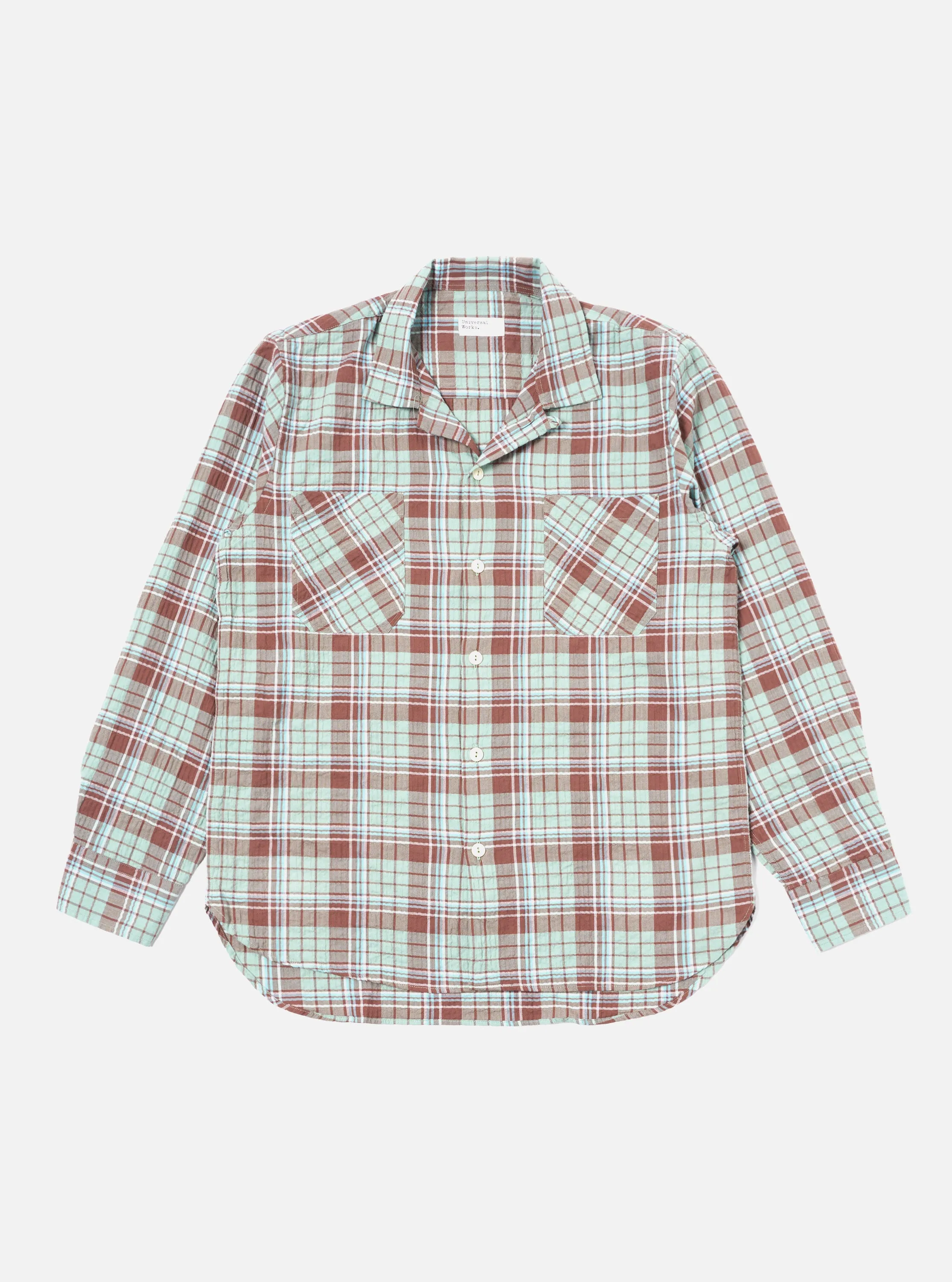 Universal Works Work Shirt in Brown/Pistachio Pattin Check