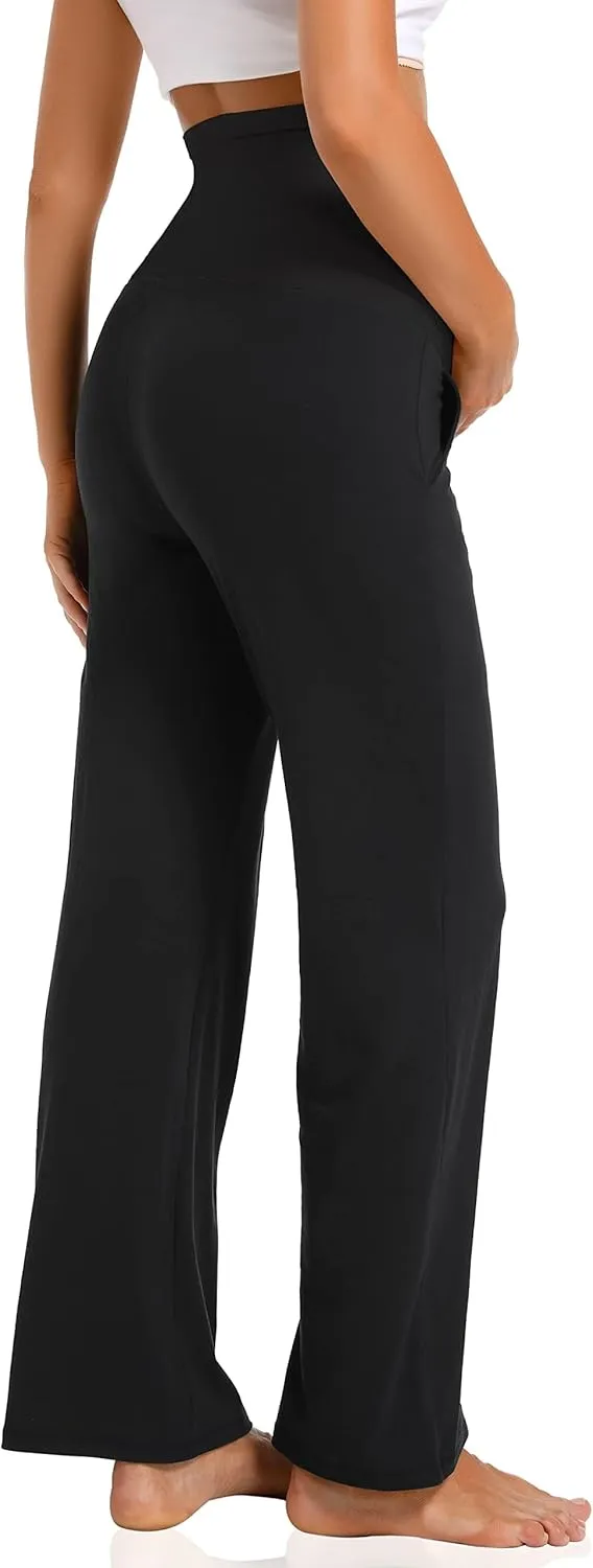 V VOCNI Women's Maternity Lounge Pants Pockets Stretchy Pregnancy Trousers Comfy Wide Leg Yoga Pajama Pants