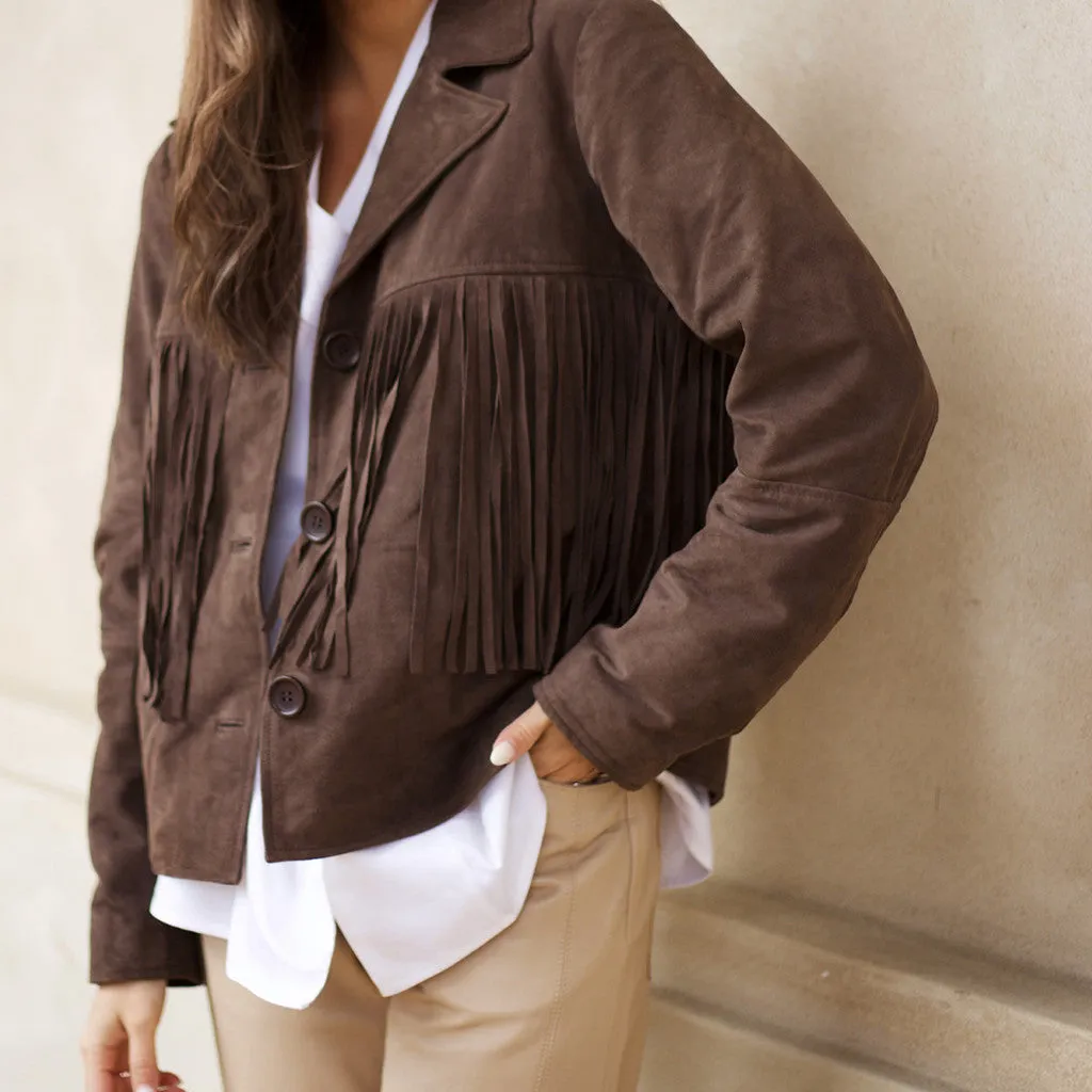 Vandana suede jacket with fringes / 51316 - Deer