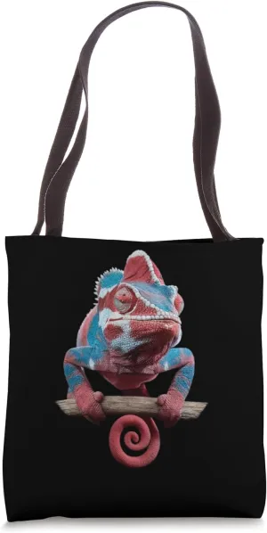 Vibrant Chameleon Illustration, Colorful Reptile Design Pant Tote Bag