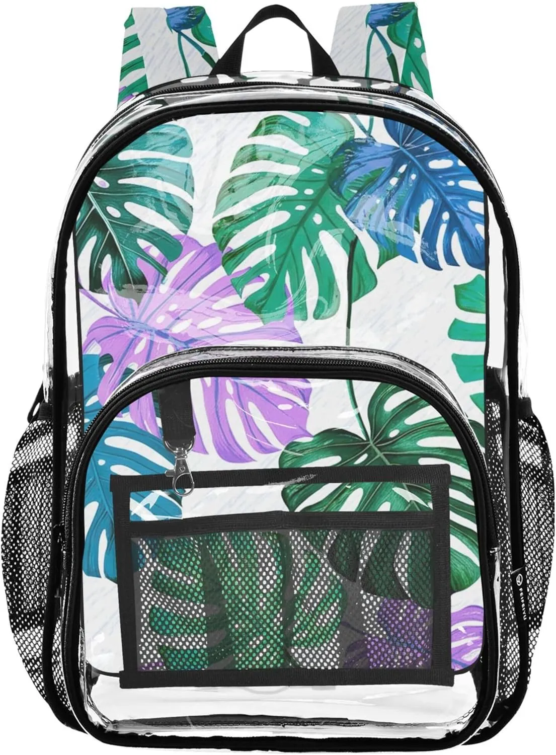 Vibrant Monstera Leaves Green Travel Clear Bags for Women Girls Backpack Kids Boys Pvc School Plastic Bookbag