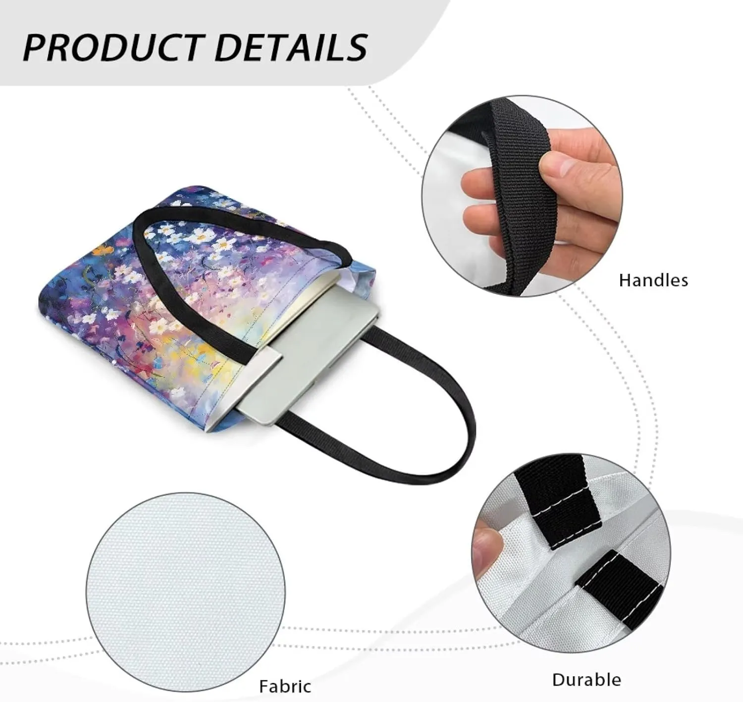 Vibrant Pattern Tote Bag for WomenReusable Handbag for Shopping School Sports