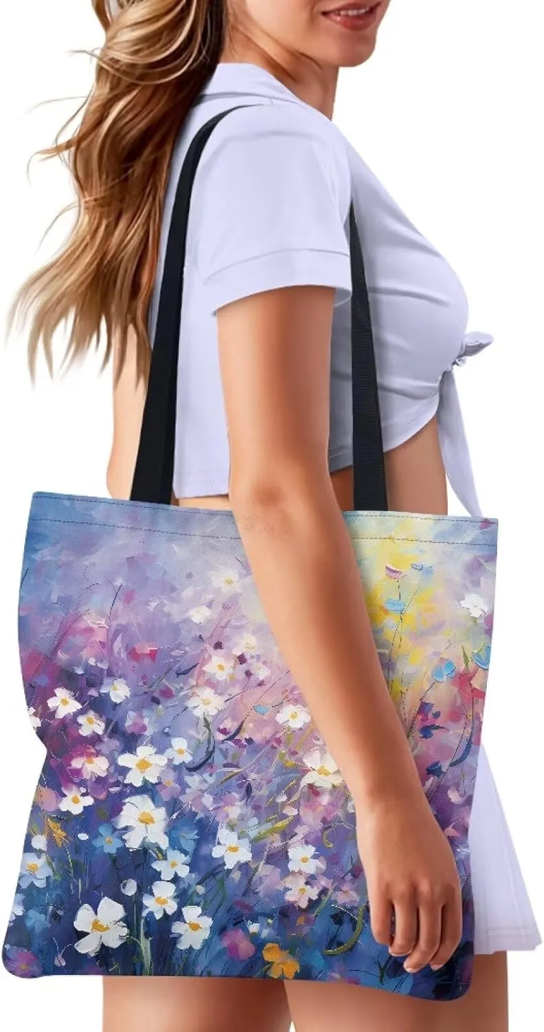Vibrant Pattern Tote Bag for WomenReusable Handbag for Shopping School Sports