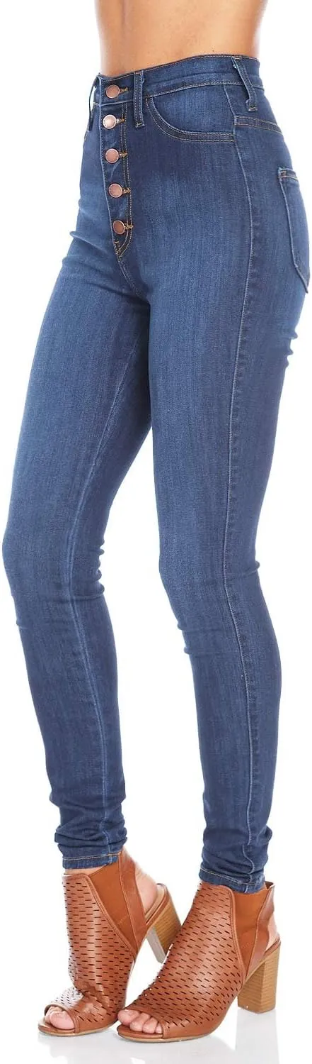 Vibrant Womens Skinny Denim Jeans  High Waisted 5 Button Up Super Stretch Classic Casual Slim Fit Pants