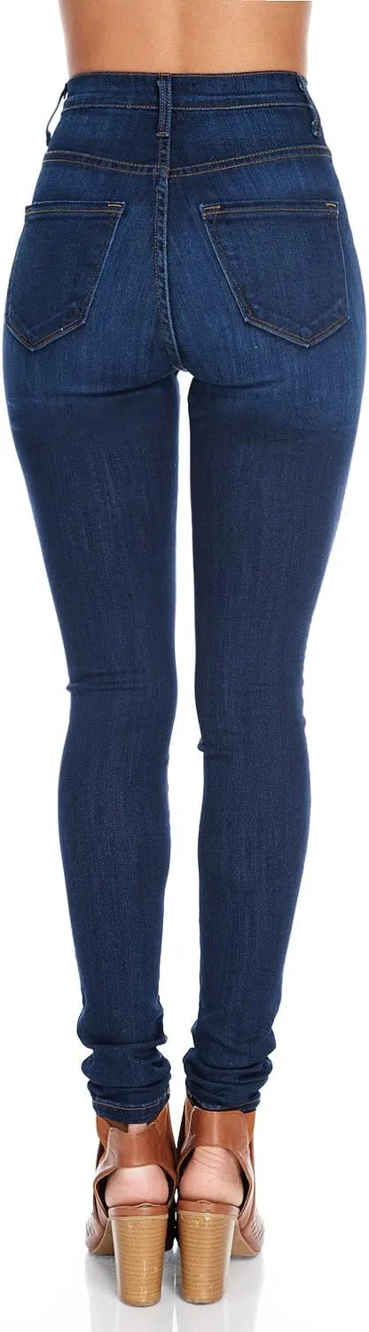 Vibrant Womens Skinny Denim Jeans  High Waisted 5 Button Up Super Stretch Classic Casual Slim Fit Pants