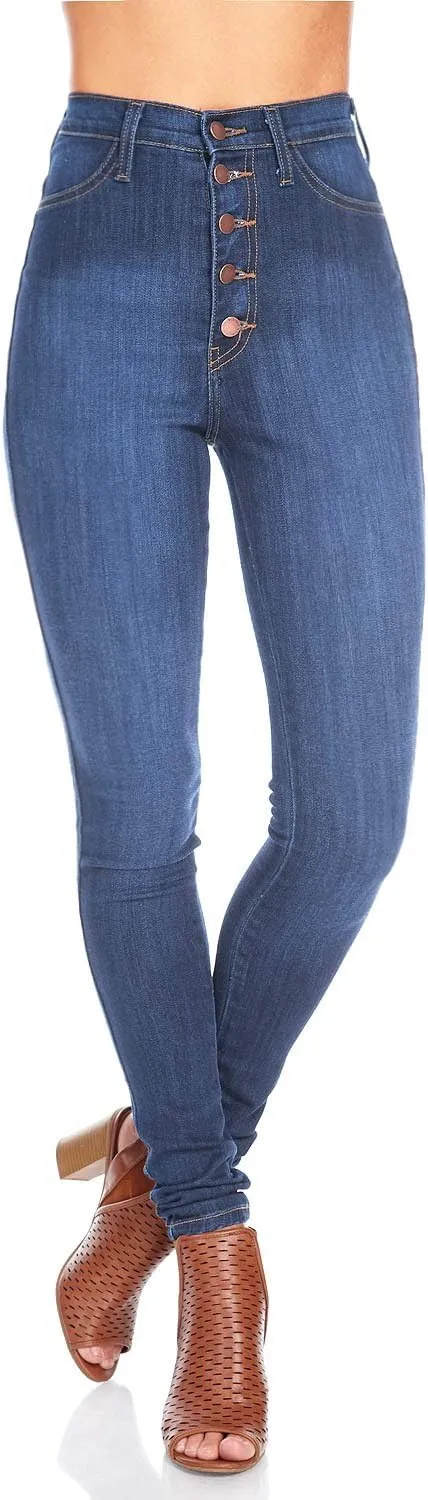 Vibrant Womens Skinny Denim Jeans  High Waisted 5 Button Up Super Stretch Classic Casual Slim Fit Pants