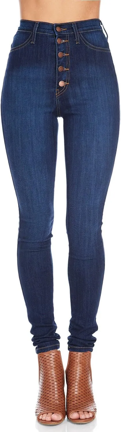 Vibrant Womens Skinny Denim Jeans  High Waisted 5 Button Up Super Stretch Classic Casual Slim Fit Pants