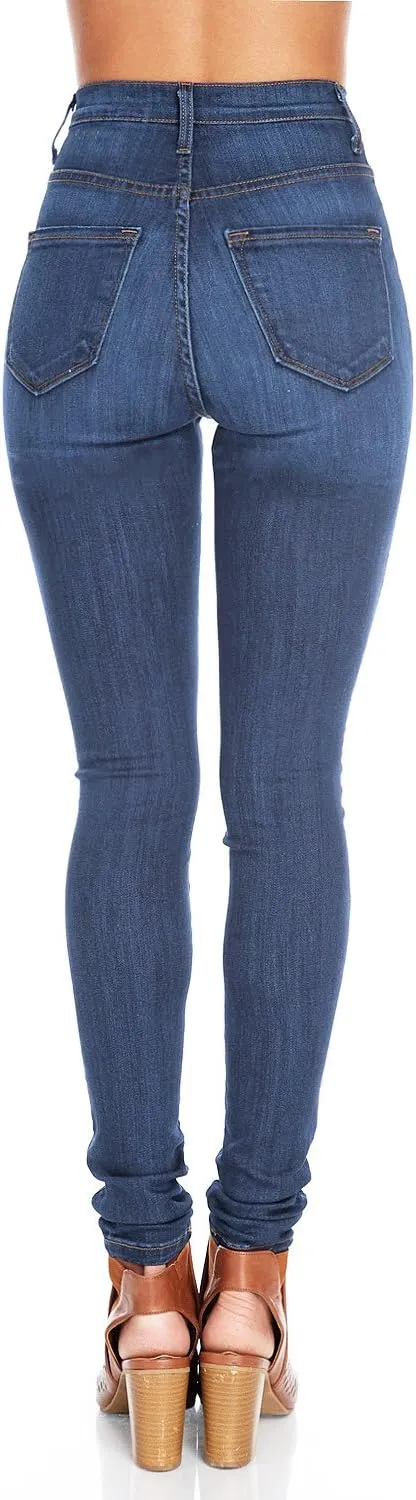 Vibrant Womens Skinny Denim Jeans  High Waisted 5 Button Up Super Stretch Classic Casual Slim Fit Pants