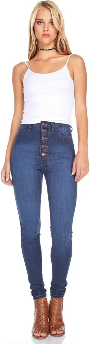 Vibrant Womens Skinny Denim Jeans  High Waisted 5 Button Up Super Stretch Classic Casual Slim Fit Pants