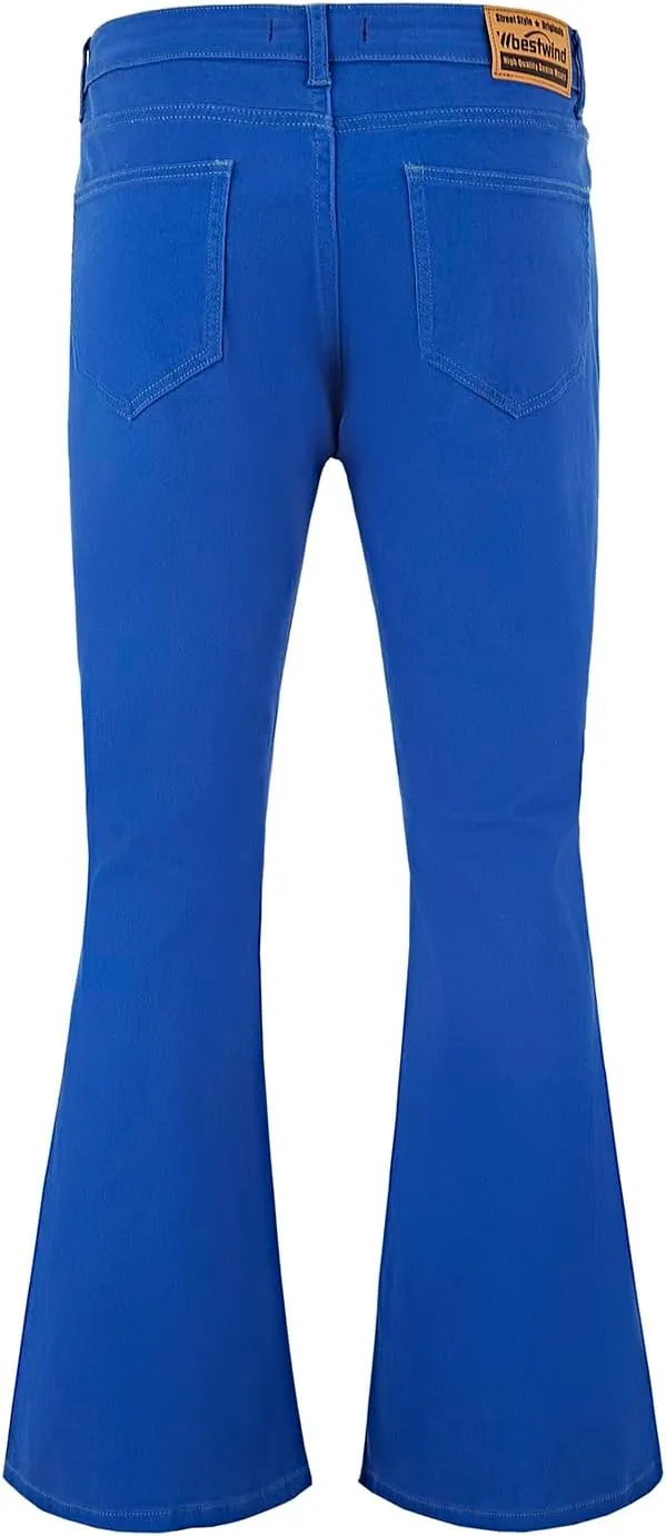 Wbestwind Men's Relaxed Stretch Vintage 60s 70s Bell Bottom Pants Fit 70s Disco Outfits Comfort Flared Retro Leg