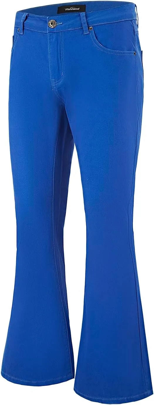 Wbestwind Men's Relaxed Stretch Vintage 60s 70s Bell Bottom Pants Fit 70s Disco Outfits Comfort Flared Retro Leg
