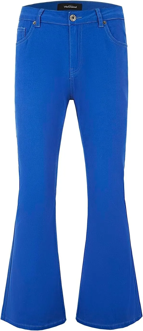 Wbestwind Men's Relaxed Stretch Vintage 60s 70s Bell Bottom Pants Fit 70s Disco Outfits Comfort Flared Retro Leg