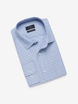 WES Formals Blue Relaxed-Fit Self-Pattern Shirt