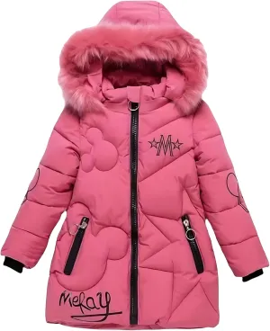 Winter Coats for Girls Fashion Hooded Windproof Warm Artificial Down Jacket Outdoor Snowy Kids Jacket