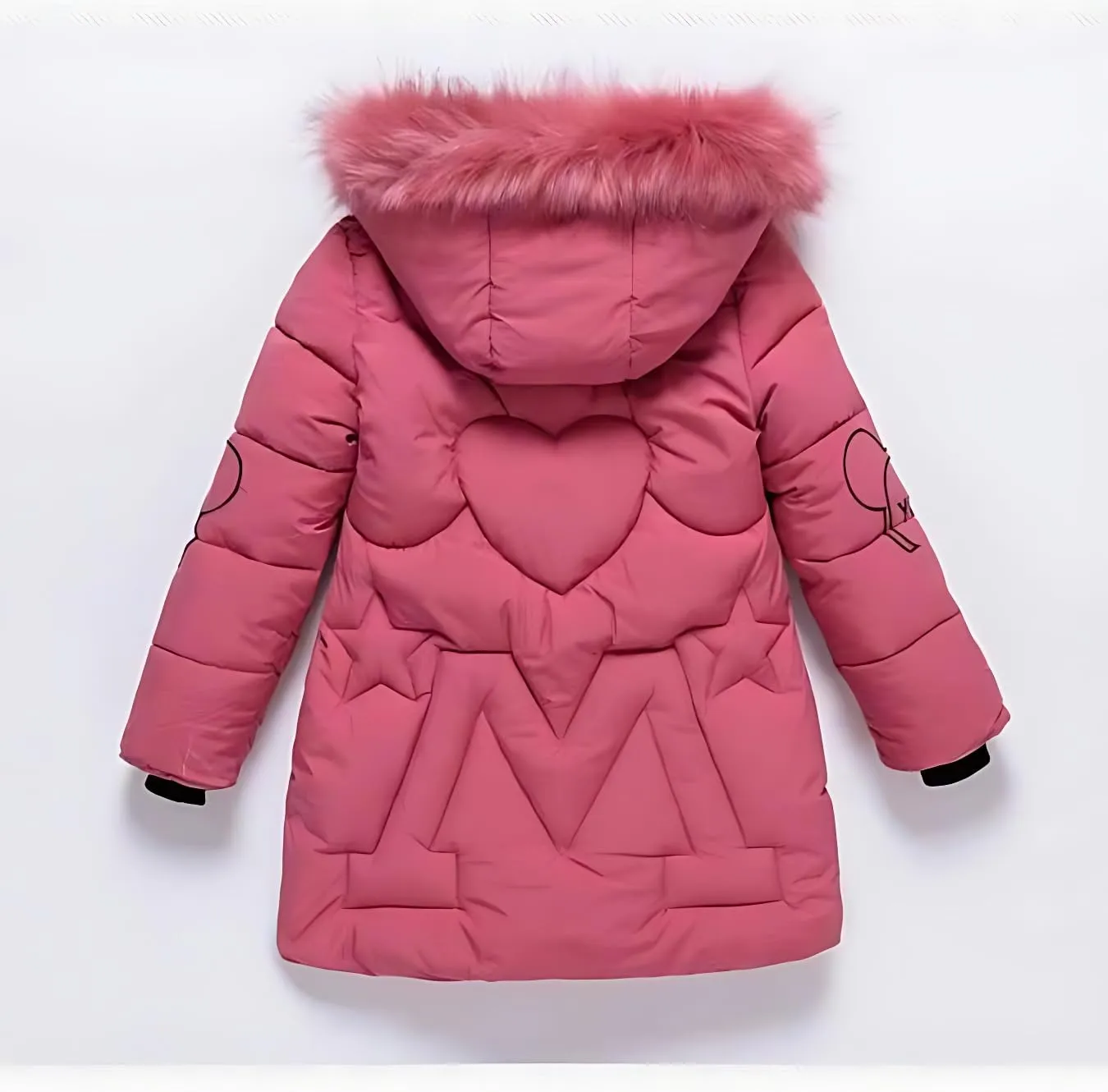 Winter Coats for Girls Fashion Hooded Windproof Warm Artificial Down Jacket Outdoor Snowy Kids Jacket