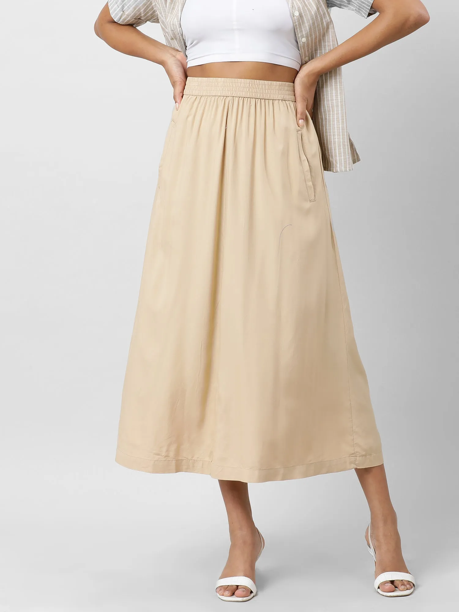 Women Effortlessly Chic Skirt With  Pockets