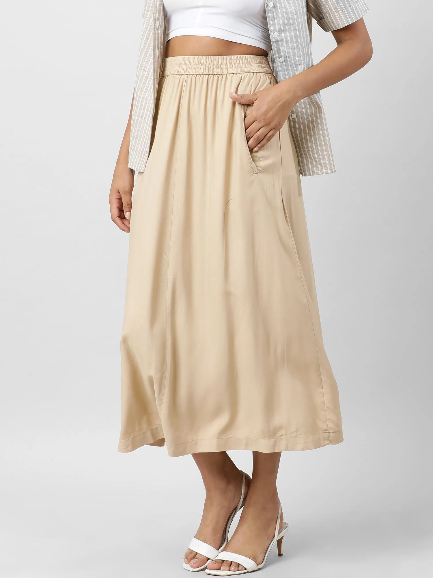 Women Effortlessly Chic Skirt With  Pockets