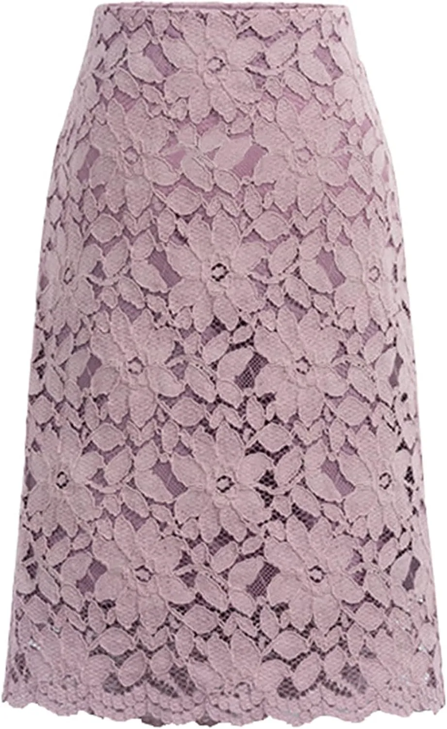 Women Sexy High Waist Pleated A-Line Knee Length Lace Floral Midi Skirt Chic Elegant Solid Slim Wrap Swing Skirt