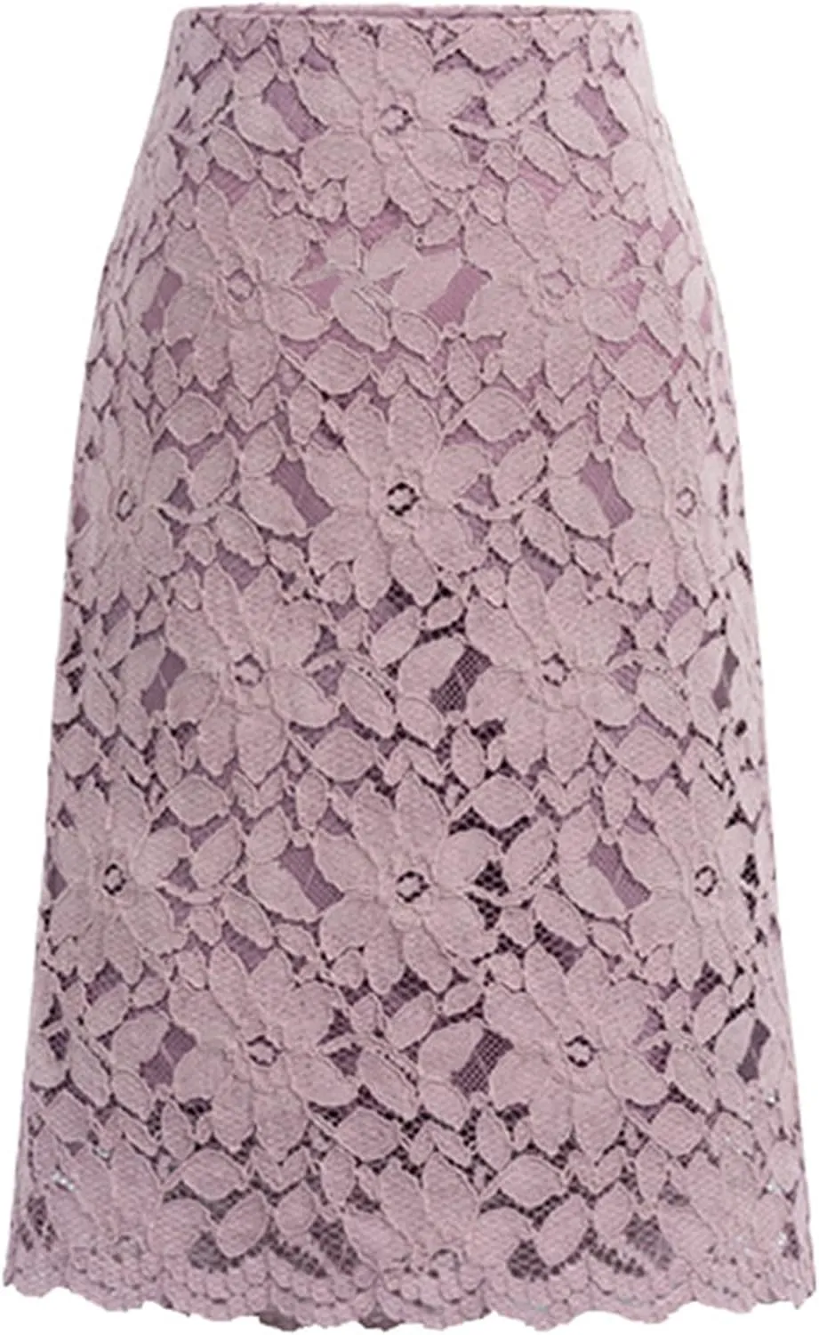 Women Sexy High Waist Pleated A-Line Knee Length Lace Floral Midi Skirt Chic Elegant Solid Slim Wrap Swing Skirt