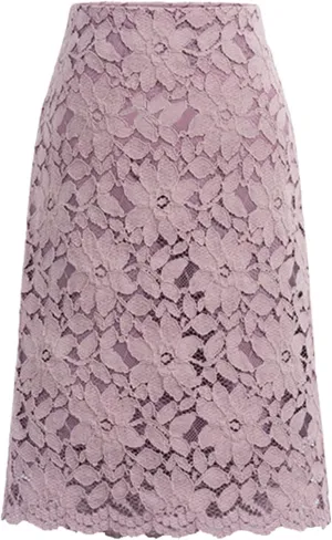 Women Sexy High Waist Pleated A-Line Knee Length Lace Floral Midi Skirt Elegant Chic Solid Slim Wrap Swing Skirts Pink