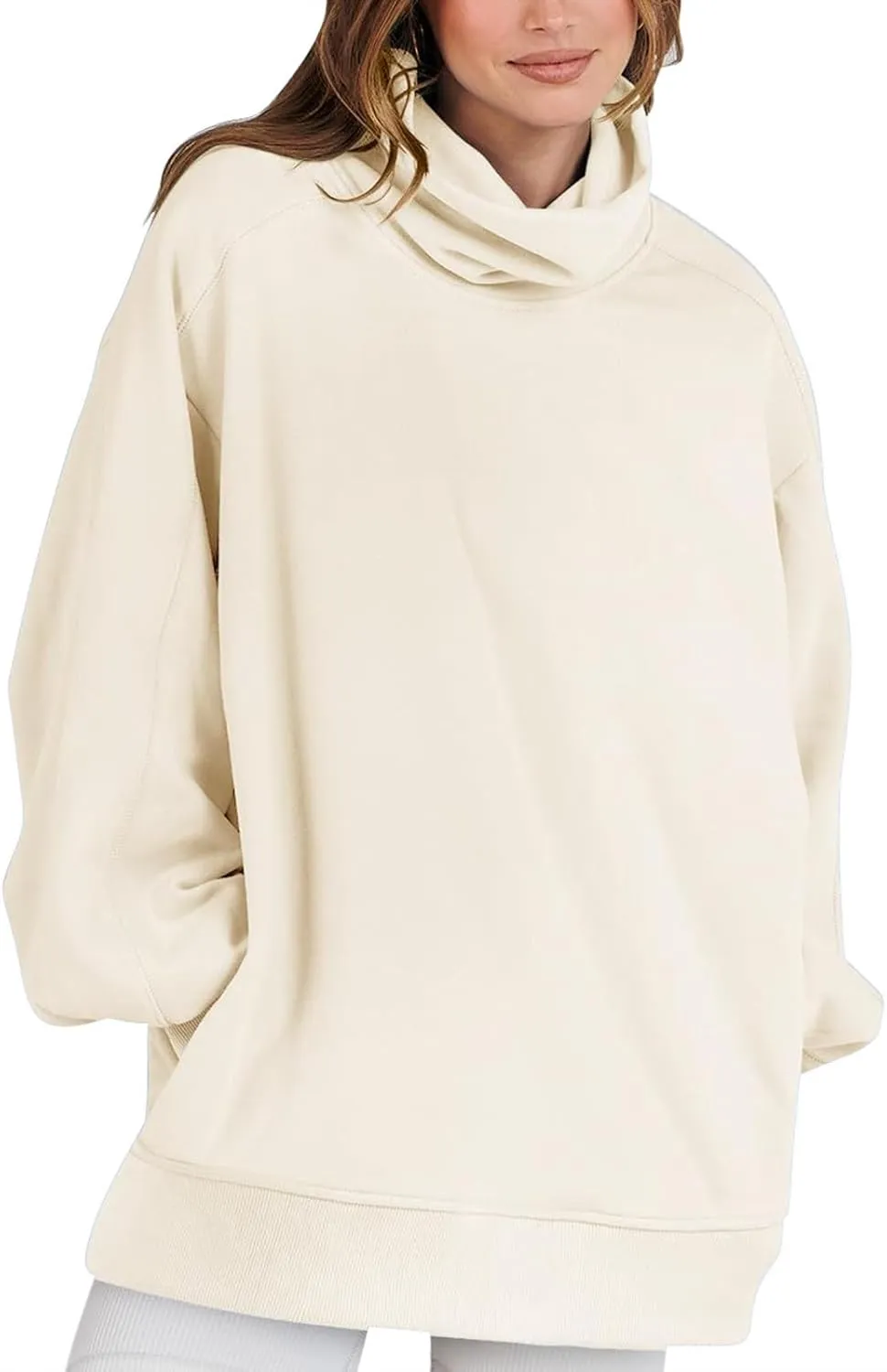 Womens Cute Oversized Hoodies Trendy High Neck Pullover Shirts Teen Girls Preppy Sweatshirts Fall Winter Clothes 2024