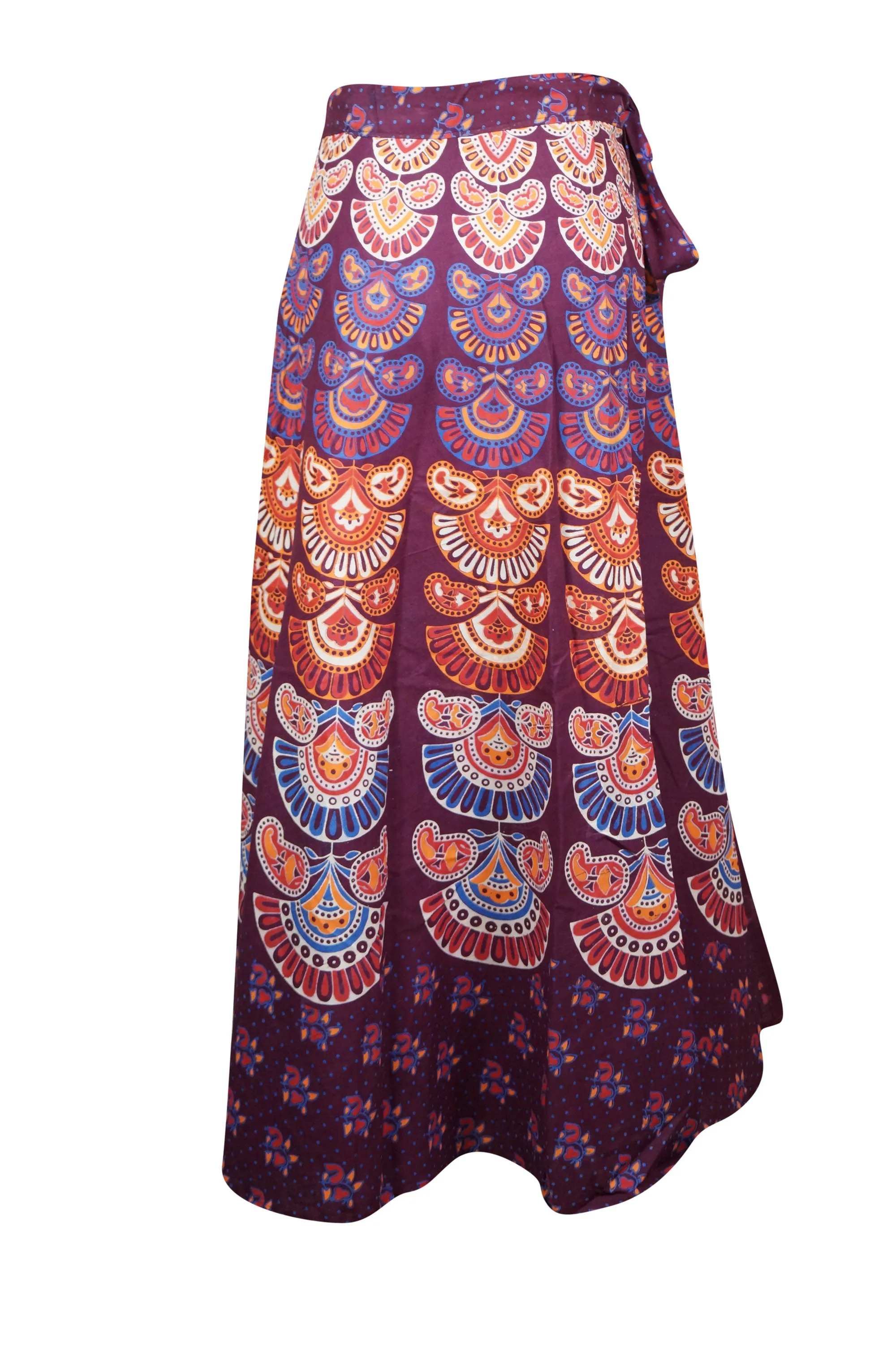Women's Deep bourdeux Cotton Wrap Around Skirt, Summer Beach skirts Onesize