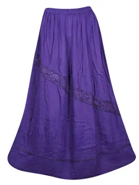 Womens Fall Maxi Skirt, Blue Berry Hippie Skirts, Handmade Retro Chic Festive Skirt S/M/L
