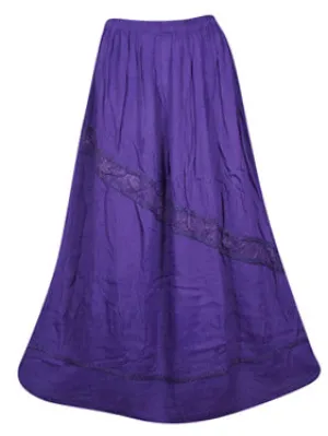Womens Fall Maxi Skirt, Blue Berry Hippie Skirts, Handmade Retro Chic Festive Skirt S/M/L