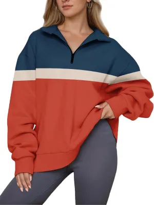 Womens Half Zip Sweatshirts Fall Fashion Oversized Hoodies Pullover Long Sleeve Shirts Clothes