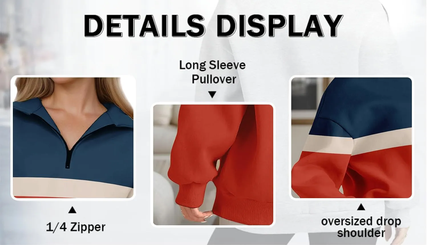 Womens Half Zip Sweatshirts Fall Fashion Oversized Hoodies Pullover Long Sleeve Shirts Clothes