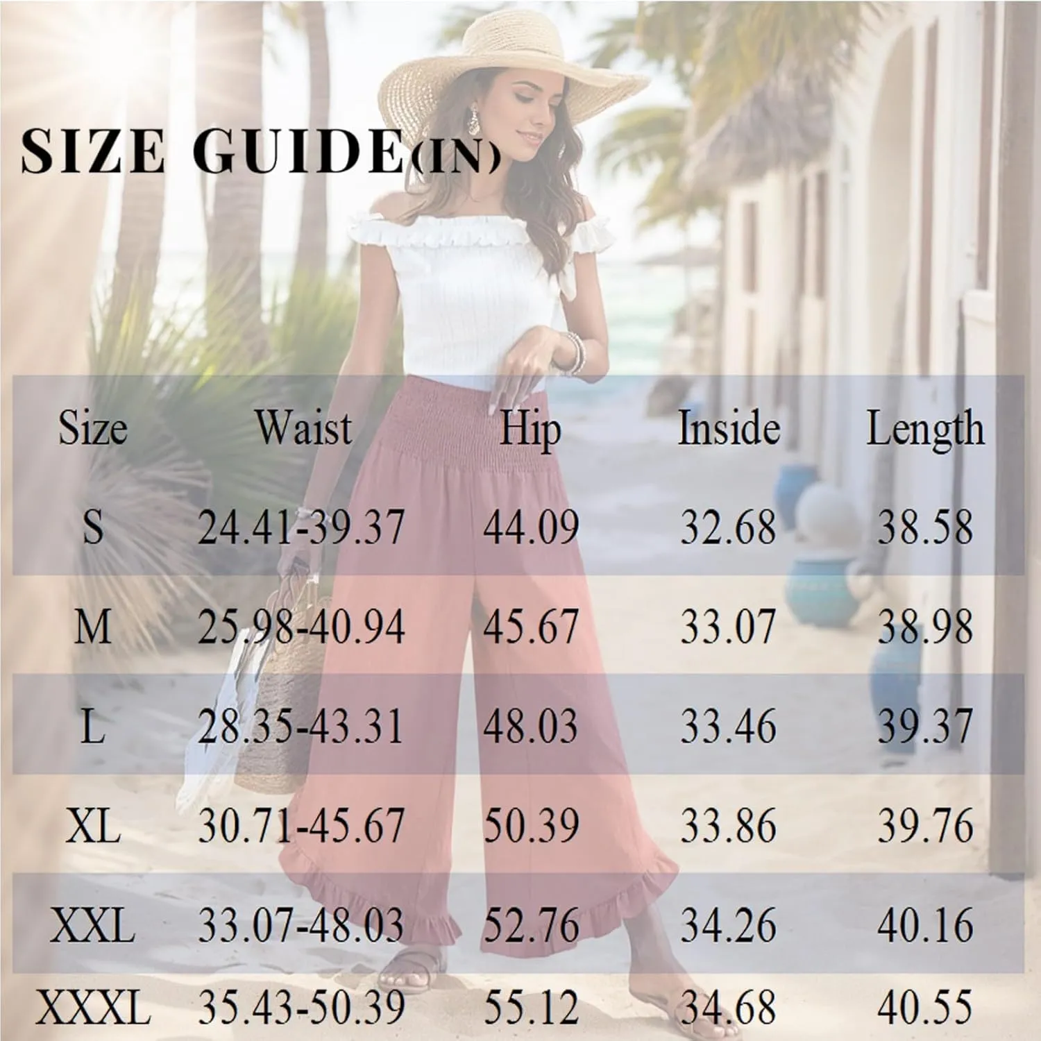 Women's Loose Linen Pants Casual Straight Leg Drawstring Elastic Waist Loose Comfy Trousers with Pockets