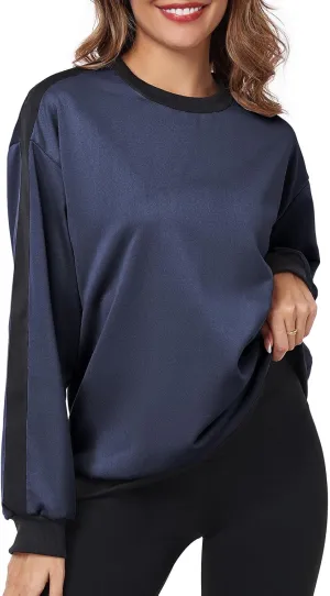 Womens Oversized Crewneck Sweatshirt Hoodies Long Sleeve Color Block Tops Lightweight Pullover Fall Clothes 2024